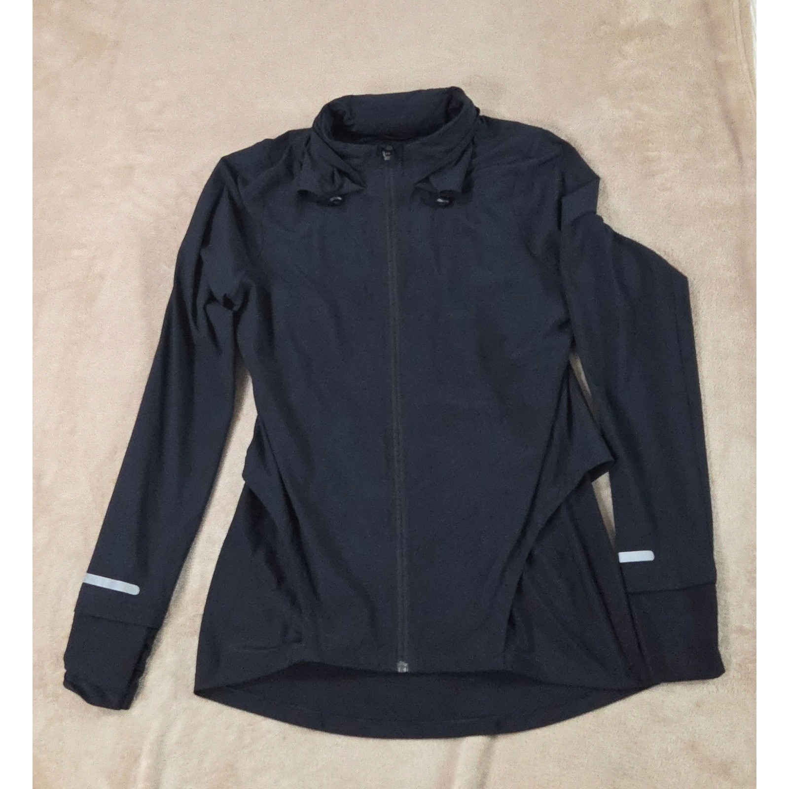 Sweaty Betty Fast Track Running Jacket Black Size Medium Thumbholes Hooded Euc